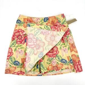 VTG Liz Claiborne Tropical Floral Print Wrap Skort Shorts Womens Petite Size 4